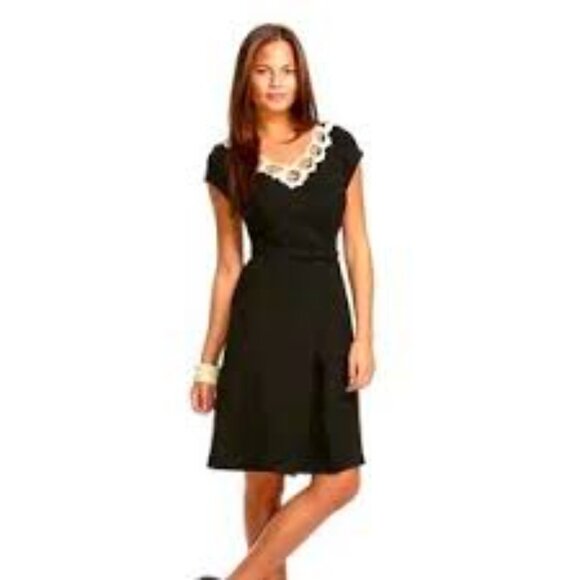 LIBERTINE for Target Black with Ivory Neckline Retro Vintage-Inspired Dress 9 - Picture 1 of 11